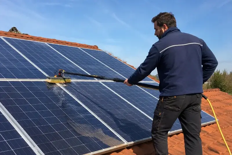 Nettoyage et entretien de panneaux solaires à la Réorthe